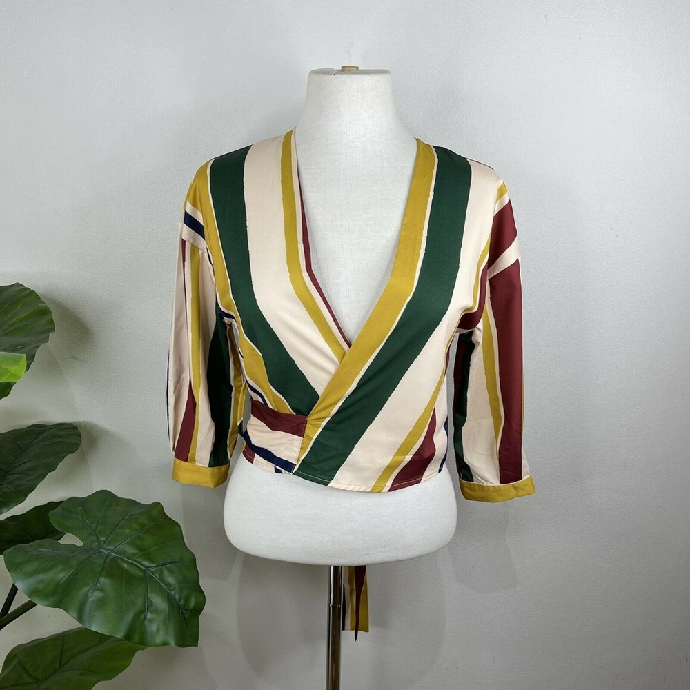 Boohoo Stripe Wrap Top Size 8 NWT - Picture 5 of 12